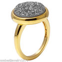 HENRI PUREC 15 MM DRUZY AGATE RING IN YELLOW GOLD 