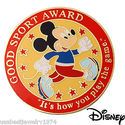 DISNEY MICKEY MOUSE GOOD SPORT AWARD TAG PIN ~ It'