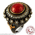 VINTAGE LOOK ROUND NATURAL RED QUARTZ AND CZ IN RO