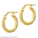 FANCY CUT ITALIAN STYLE HOLLOW HOOP EARRINGS SOLID