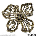 RUCINNI NEW LARGE FLOWER BLUE ENAMEL SWAROVSKI CRY