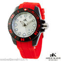 ADEE KAYE RED SILVER DIAL BRAND NEW  WATCH WITH DA