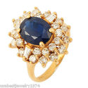 NATURAL WHITE 4.40 CTW DIAMOND BLUE SAPPHIRE RING 
