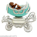 Musical Baby Boy Carriage Goose Egg Pearls and Cry