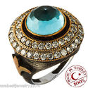 VINTAGE STYLE REAL FACETED BLUE TOPAZ CUBIC ZIRCON