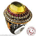 VINTAGE STYLE REAL LEMON QUARTZ RUBY CUBIC ZIRCONI