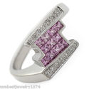 Pink Sapphire and Diamond Ring Made in 18K White G