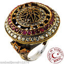 VINTAGE LOOK GOLD ACCENTS CREATED ROUND RED RUBY C