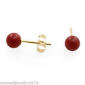 10 MM NATURAL RED-BRICK ORANGE JASPER STUD EARRING
