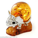 HANDMADE GENUINE AMBER ELEPHANT IN 925 SILVER GEM 