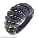HANDCARVED GENUINE LAPIS LAZULI AND 14K YELLOW GOL