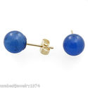 10 MM NEW ROUND BLUE ONYX STUD EARRINGS IN 14K YEL