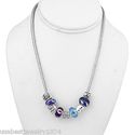 BLUE BEADS on SILVER OVER BASE METAL NECKLACE MEMO