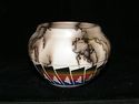 Native American Navajo Etched Pottery Vase Horse H