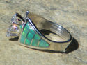 Native American Navajo Indian Green Opal Ring CZ S