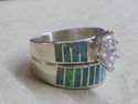 Native American Navajo Wedding Ring Band Green Opa