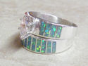 Native American Navajo Wedding Ring Band Green Opa