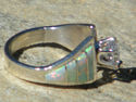 Native American Navajo Indian White Opal Ring CZ S