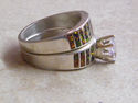 Native American Navajo Wedding Ring Band Red Opal 