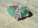 Native American Navajo Indian Green Opal Ring CZ S