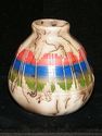 Native American Navajo Etched Pottery Vase Horse H