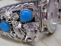 Native American Navajo Indian Sterling Wolf Watch 