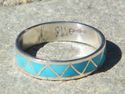 Native American Zuni Indian Turquoise Inlaid Weddi