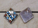 Zuni Indian Multicolor Inlaid Earrings Sterling Si