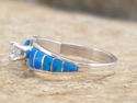 Native American Navajo Indian Ring Blue Opal Sterl