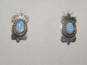 Native American Navajo Earrings Blue or White Opal