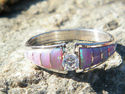 Native American Indian Navajo Ring Pink Opal CZ St