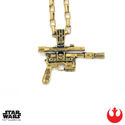 Han Cholo Star Wars HC Blaster Gold Pendant 30"