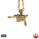 Han Cholo Star Wars HC Blaster Gold Pendant 30"