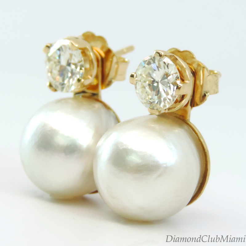Detachable 3.60ct Diamond Stud & South Sea Pearl 18kt Gold Earrings 16. ...