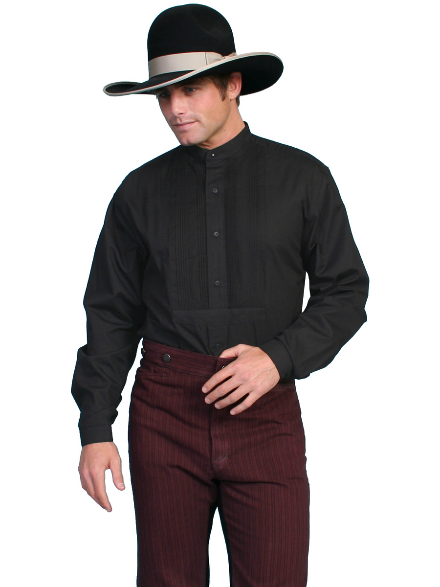 Scully Mens Old West Bib Shirt Black Cowboy Fashioned Western 579250 S