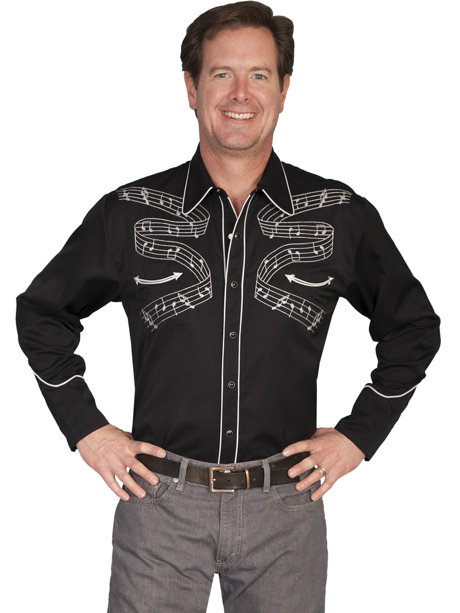 Scully Big and Tall Mens Embroidered Western Shirt Black Musicians P ...