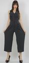 Vintage 80s Black pinstripe Menswear inspired Deep