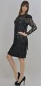 Vtg 80s sheer fringe deco beaded sequin flapper dr