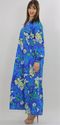 Vintage 70s Blue Hawaiian Floral festival Hippie G