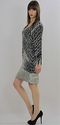 Vtg 80s silk beaded sequin deco Silver Metallic bo