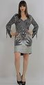 Vtg 80s silk beaded sequin deco Silver Metallic bo
