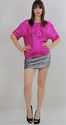 Vtg 80s Pink sequin beaded deco draped party cockt