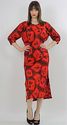 Vintage 70s Red Floral Hawaiian Hippie Boho Gypsy 