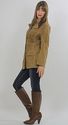 Vtg 70s Boho Brown Suede Leather Fitted Jacket Bla