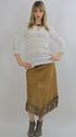 Vtg 80s Suede Leather Fringe Hippie Boho Maxi Dres