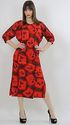 Vintage 70s Red Floral Hawaiian Hippie Boho Gypsy 
