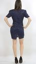 Vintage 80s Navy Blue deco silk sequin beaded cock