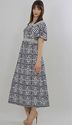 Vintage 60s 70s Navy Blue Abstract Polka dot Highw