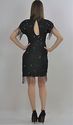 Vtg 80s deco silk beaded sequin Fringe draped cock