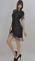 Vtg 80s deco silk beaded sequin Fringe draped cock